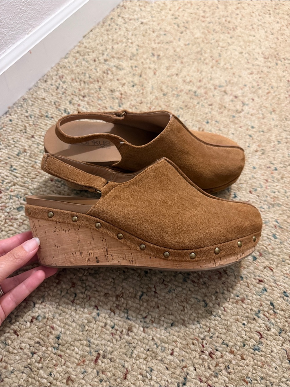 Corkys Tan Suede Slingback Wedge Clogs - Picture 3 of 7